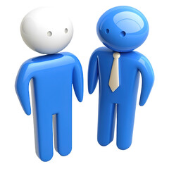 Businessmen, isolated on white or transparent background, 3D style.