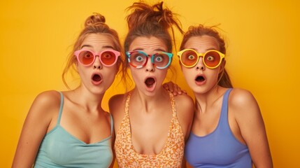 Surprised Women in Colorful Sunglasses