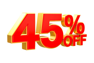 3d sales discount Number 45 percentage price tag for discount sale promotion concept by 3d render