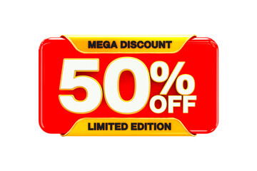 3d sales discount Number 50 percentage price tag for discount sale promotion concept by 3d render
