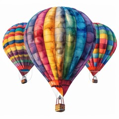 Three colorful hot air balloons floating in the sky