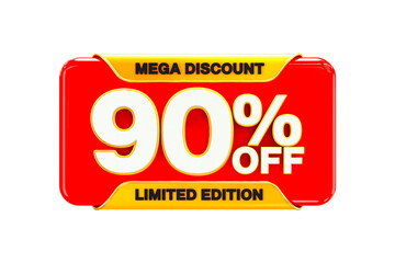 3d sales discount Number 90 percentage price tag for discount sale promotion concept by 3d render
