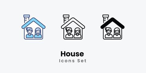 House Icons thin line and glyph vector icon stock illustration