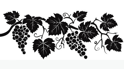 Black silhouette with bunch of grapes vector illustration