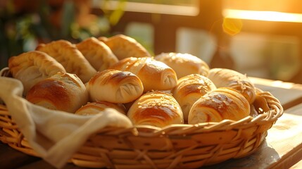 bread in a basket, börek, turkish pogaca