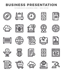 Business Presentation Icons bundle. Lineal style Icons. Vector illustration.