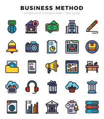 Business Method Icons bundle. Lineal Color style Icons. Vector illustration.