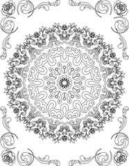 Printable Mandala Coloring Page for Adults. Educational Resources for School for Kids. Adults Coloring Book. Mandala Coloring Activity Worksheet.