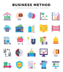 Collection of Business Method 25 Flat Icons Pack.