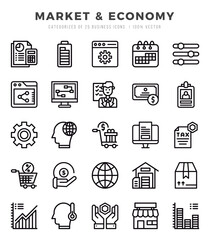 Set of Lineal Market & Economy Icons. Lineal art icon. Vector illustration