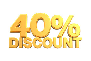 3d sales discount Number 40 percentage price tag for discount sale promotion concept by 3d render
