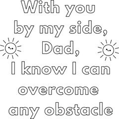 Cute Father's day coloring pages for kids, outline vector illustration easy to color, black and white activity worksheet