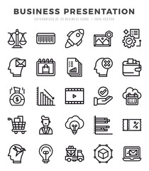 Business Presentation icons set for website and mobile site and apps.