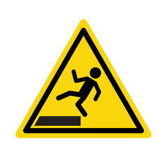 Cautionary Slippery Surface Warning Sign. Slippery safety notice icon.