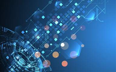 Halftone theme vector. Technology abstract background.