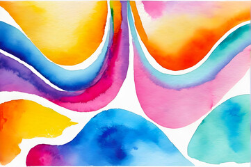 Colorful Watercolor Wave - Vibrant Ocean Spray Curls and Crashes in a Playful Dance