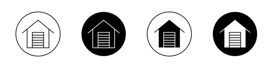 Garage icon set. car parking vector symbol. vehicle repair maintenance garage sign in black filled and outlined style.