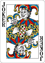 A Joker jester design from a new original deck of playing cards.