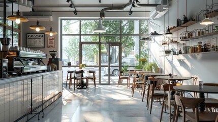 Naklejka premium Contemporary Kitchen with Industrial Elements and Open Space, Ideal for Trendy Urban Lofts