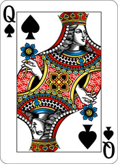 Queen of Spades design from a new original deck of playing cards.