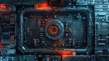 hacked top view Breached security Scifi tone Complementary Color Scheme