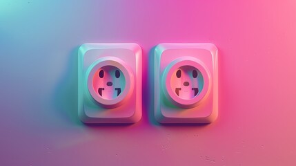 socket front view Connection hub digital tone colored pastel