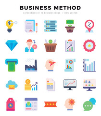 Business Method icons Pack. Flat icons set. Business Method collection set. Simple vector icons.