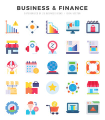 Business & Finance web icons in Flat style.