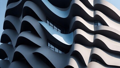 A contemporary building characterized by its unique wavy lines on its facade, creating a striking architectural design