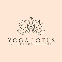 yoga lotus meditation art logo vector symbol illustration design