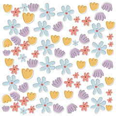 Hand drawn pastel childish abstract flowers pattern for fabric, textile, wallpaper