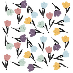 Hand drawn pastel childish abstract flowers pattern for fabric, textile, wallpaper