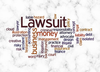 Word Cloud with LAWSUIT concept create with text only