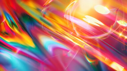 abstract holographic rainbow flare reflection background with geometric light reflection, rainbow blurred light refraction texture overlay effect for photo
