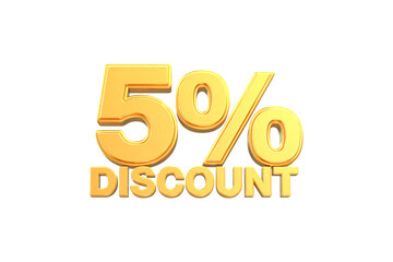 3d sales discount Number 5 percentage price tag for discount sale promotion concept by 3d render
