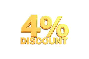 3d sales discount Number 4 percentage price tag for discount sale promotion concept by 3d render
