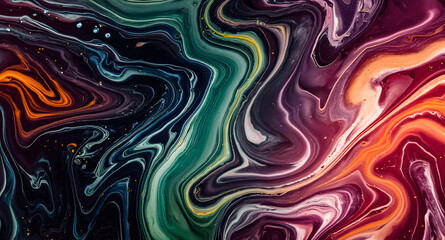 Dynamic Swirls of Vivid Acrylic Liquid Paint Textures: Bold Hues and Emotional Abstract an artwork created with generative AI tools