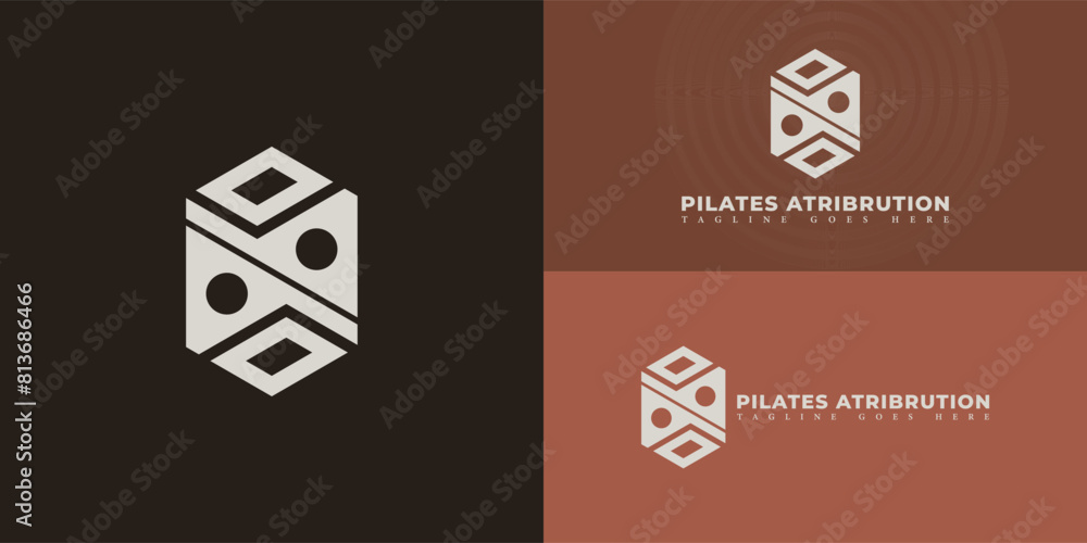 Poster abstract initial hexagon letter pa or ap logo in silver-white color isolated on multiple background 