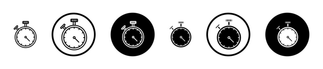 Stopwatch vector icon set. quick start chronometer vector icon. timer counter icon. countdown pictogram. fast rapid delivery sign suitable for apps and websites UI designs.