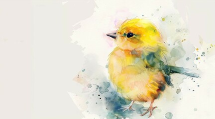Yellow canary bird. An illustration for a children's book. Watercolor illustration art.