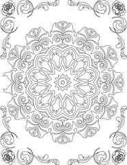 Printable Mandala Coloring Page for Adults. Educational Resources for School for Kids. Adults Coloring Book. Mandala Coloring Activity Worksheet.