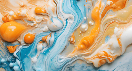 Dynamic Swirls of Vivid Acrylic Liquid Paint Textures: Bold Hues and Emotional Abstract an artwork created with generative AI tools