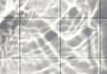 Under water light shadows on white ceramic tile texture background