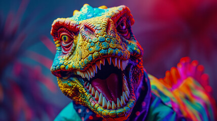 closeup of colourful dinosaur 