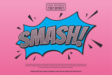 Editable text effect Smash! 3d template style modern premium vector