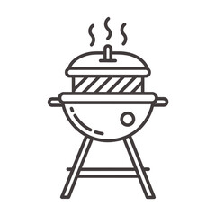 Grill line icon, outline vector sign, linear style pictogram isolated on white. Bbq symbol, logo illustration. Editable stroke. Pixel