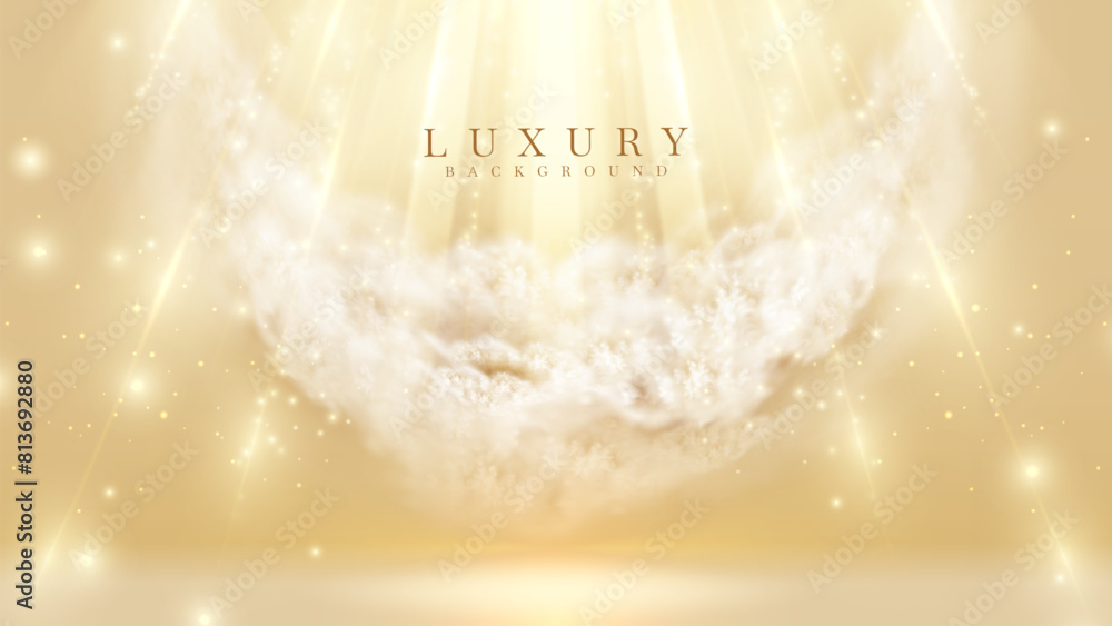 Canvas Prints a mesmerizing background featuring a celestial cloud engulfed in radiant golden light rays and twink