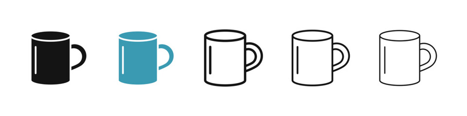 Hot coffee Mug icon set. hot tea icon. cafe espresso morning drink sign for UI designs.