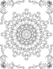 Printable Mandala Coloring Page for Adults. Educational Resources for School for Kids. Adults Coloring Book. Mandala Coloring Activity Worksheet.