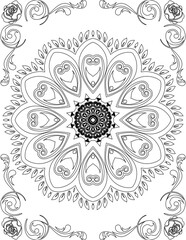 Printable Mandala Coloring Page for Adults. Educational Resources for School for Kids. Adults Coloring Book. Mandala Coloring Activity Worksheet.